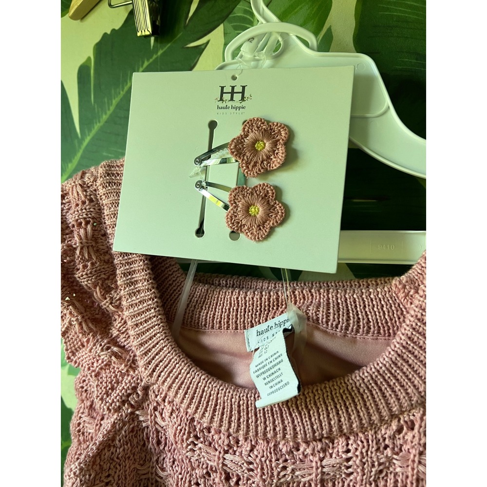 Haute Hippie Crochet Skirt Set Kids Size 12 Pink NWT - Picture 3 of 6